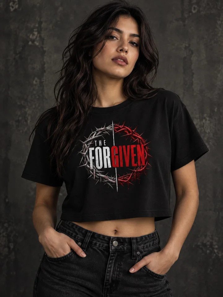 AI-generated model wearing Women's - The Forgiven Crown Crop Top