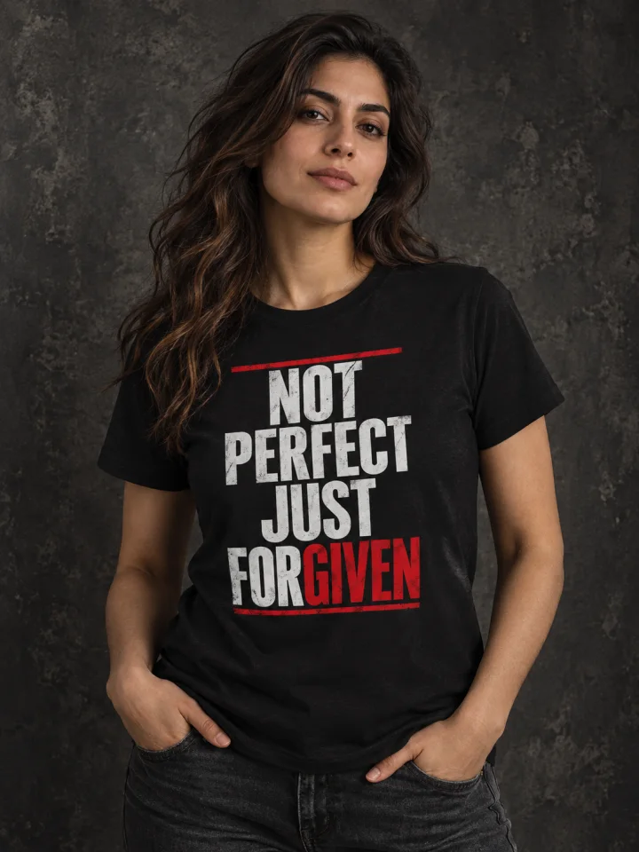 AI-generated model wearing Women's - Not Perfect Just Forgiven Tee